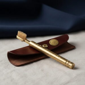 Folding Travel Toothbrush + Leather Case by Miles High Supplies